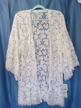 Skye's the Limit Kimono White Crochet Lace Cover-Up